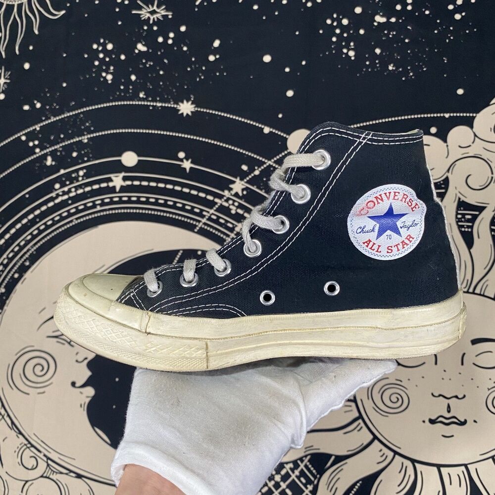 CDG Converse Womens 7 High Top Black Streetwear Y2K Casual Preppy - Picture 2 of 6